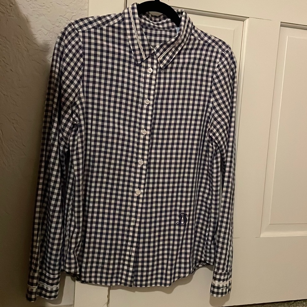 Draper James- Blue Gingham Button Down Shirt size 6